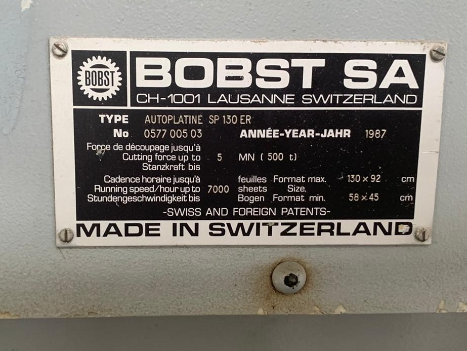 Bobst SP 130 ER Anno 1987 Formato 