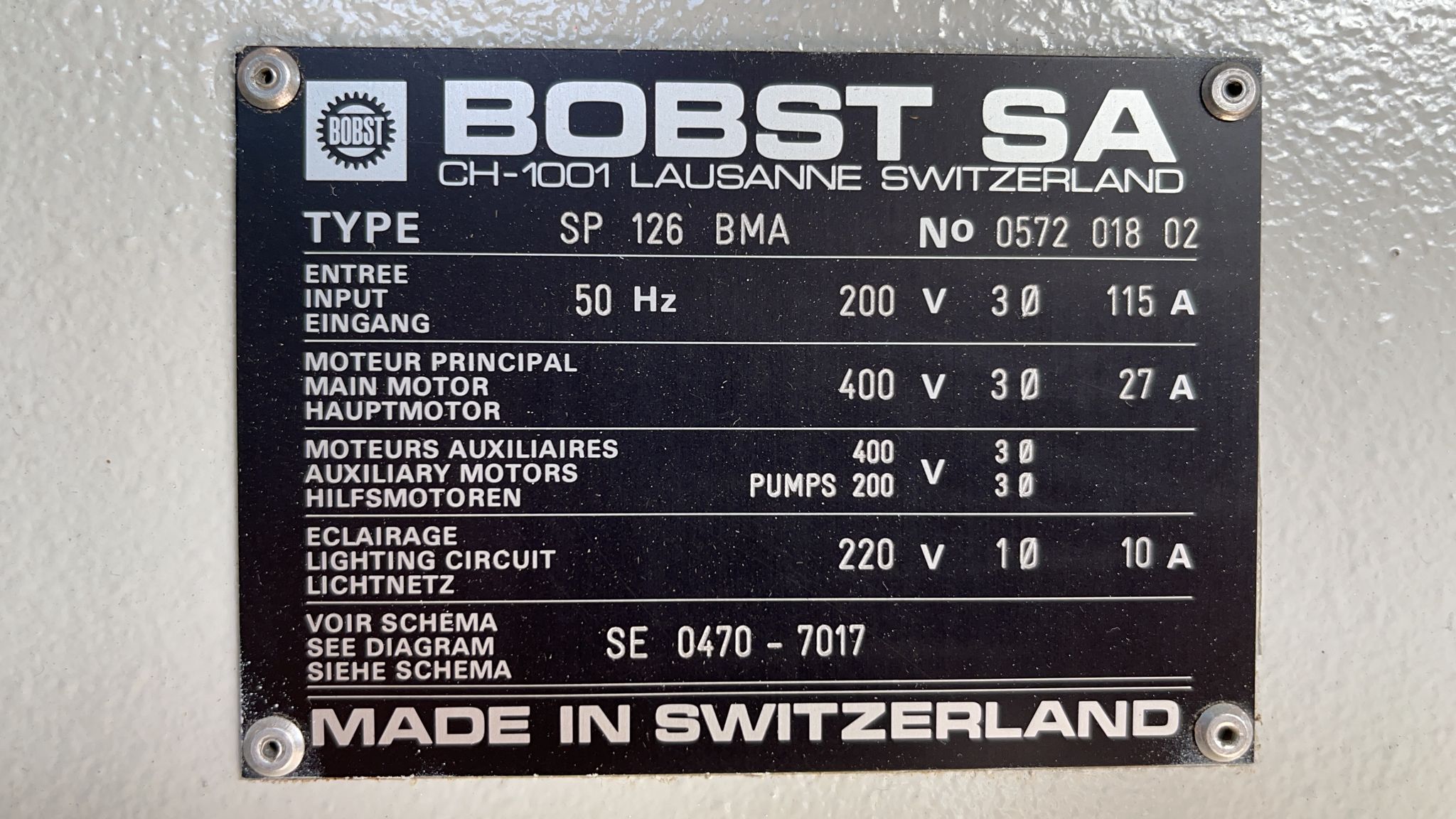 Bobst SP 126 BMA Anno 1992 Formato 