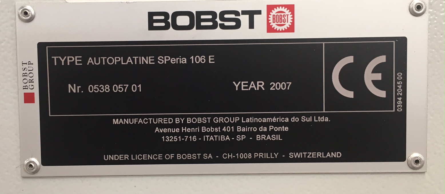 Bobst SPERIA 106 E Year 2007 Size 