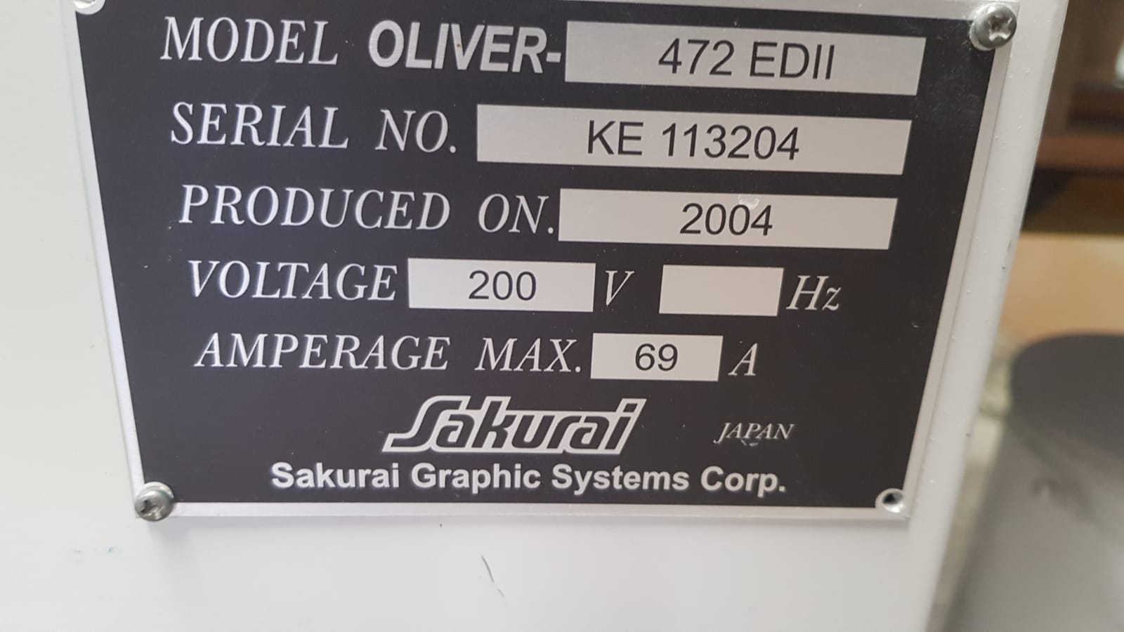 Sakurai OLIVER 472EDII-4 Year 2004 Size 